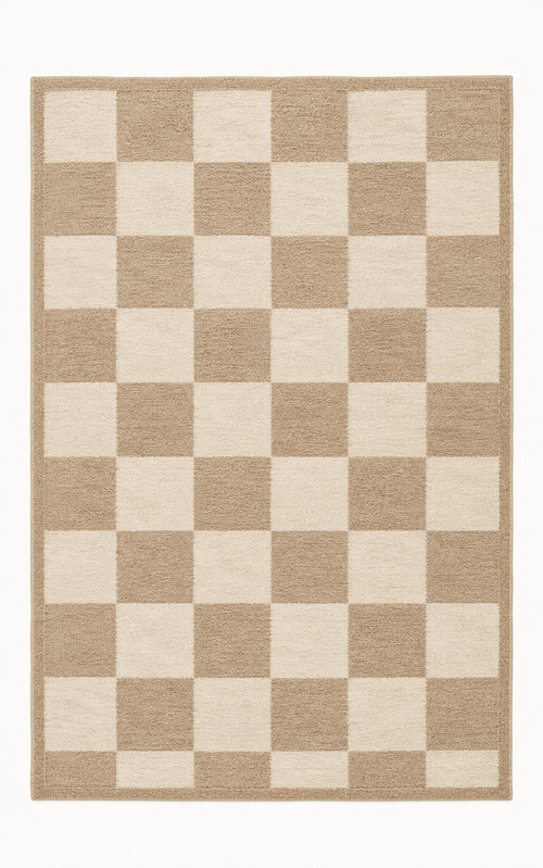 Luminelle Adeline Checker Wool Geometric Area Rug — digital design render