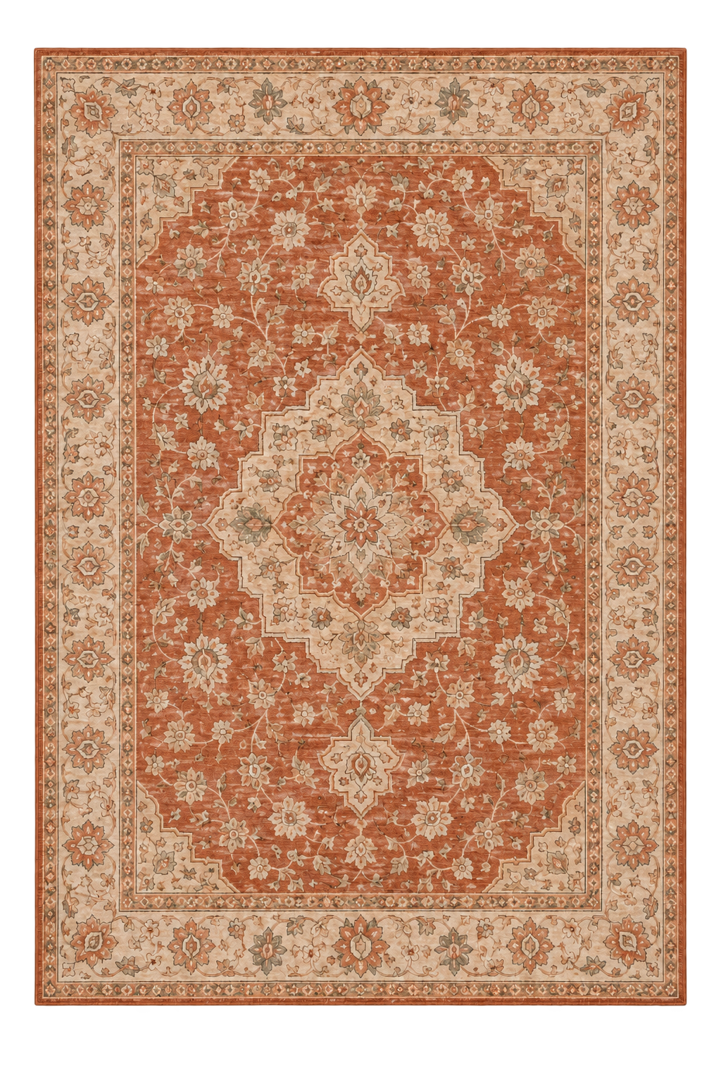 Luminelle Amelie Terracotta Vintage Medallion Area Rug — digital design render