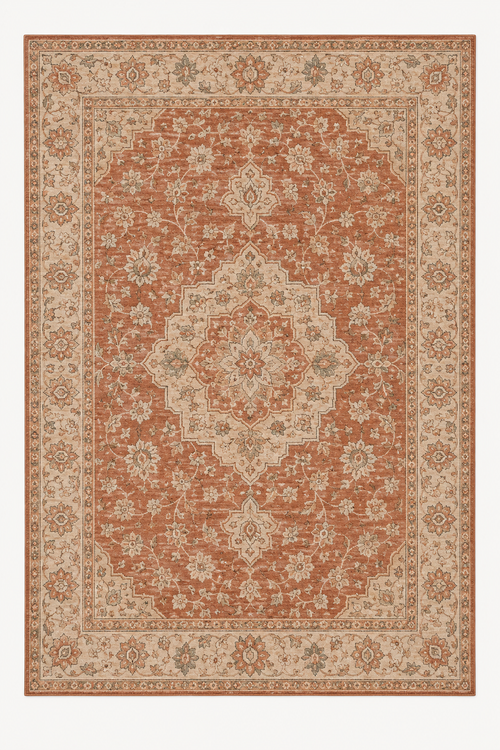 Luminelle Amelie Terracotta Vintage Medallion Area Rug — digital design render