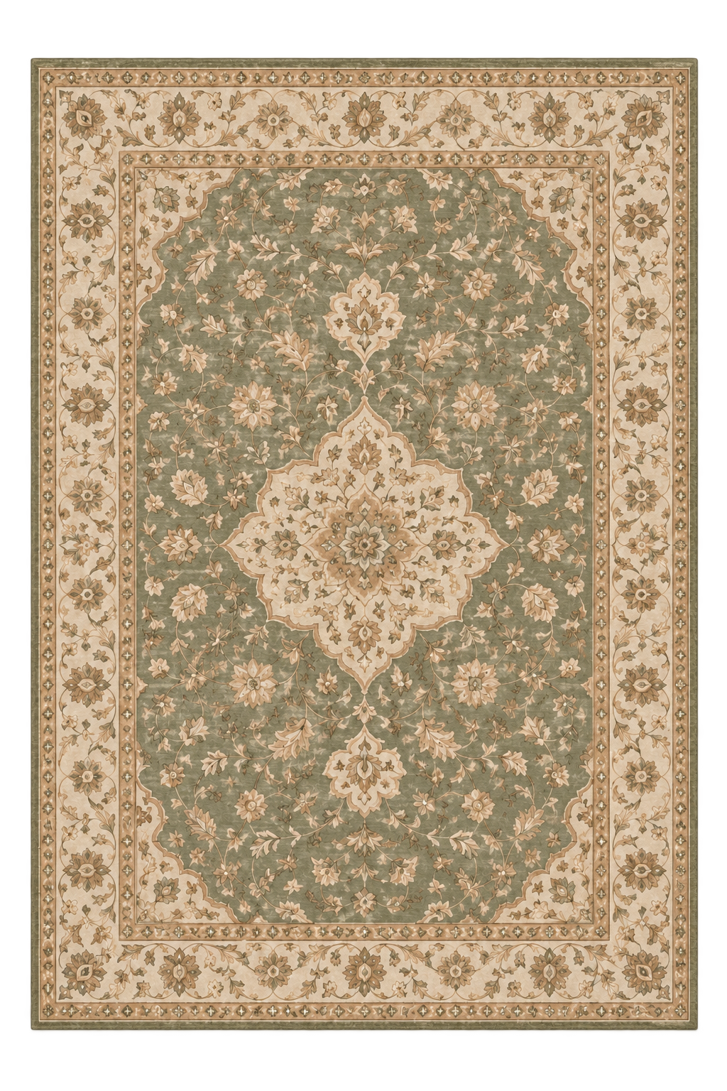Luminelle Isolde Sage Vintage Medallion Area Rug — digital design render