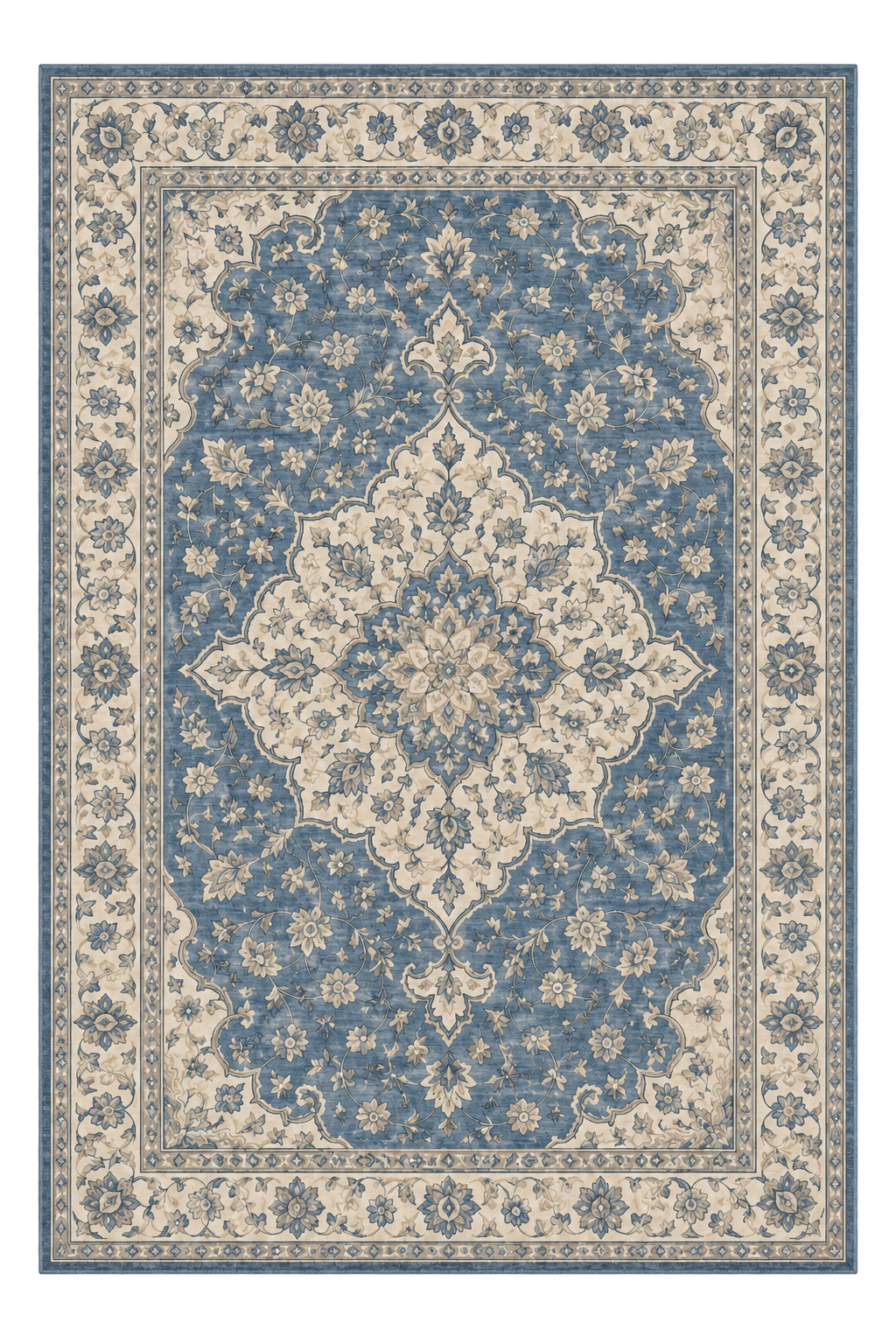 Luminelle Odette Blue Vintage Medallion Area Rug — digital design render