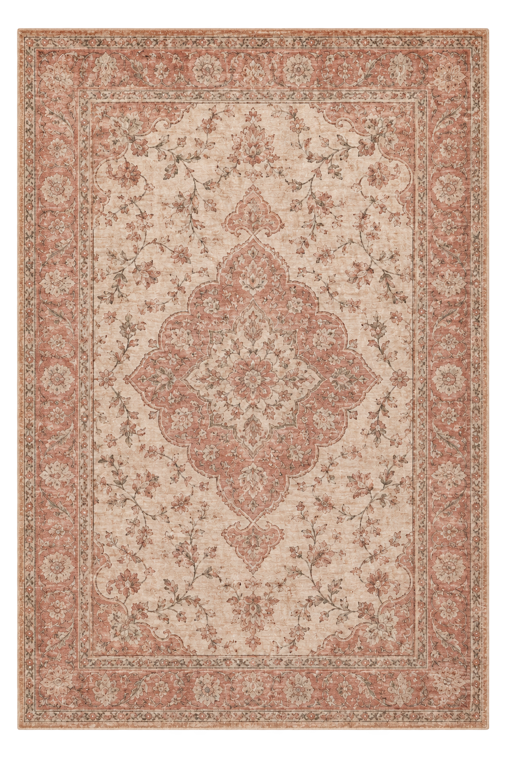Luminelle Vivienne Rose Vintage Medallion Area Rug — digital design render