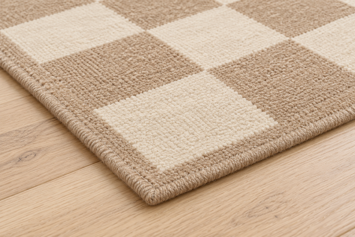 Lumitelle Adeline Checker Wool Geometric Area Rug — rug texture and edge detail visualization