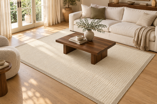 Lumitelle Aveline Ivory Wool Textured Area Rug — styled room visualization