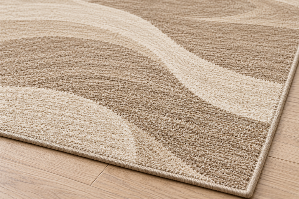 Lumitelle Emmeline Dune Modern Abstract Area Rug — rug texture and edge detail visualization