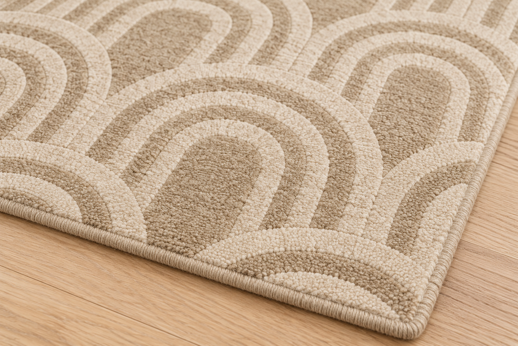 Lumitelle Estelle Arch Wool Geometric Area Rug — rug texture and edge detail visualization