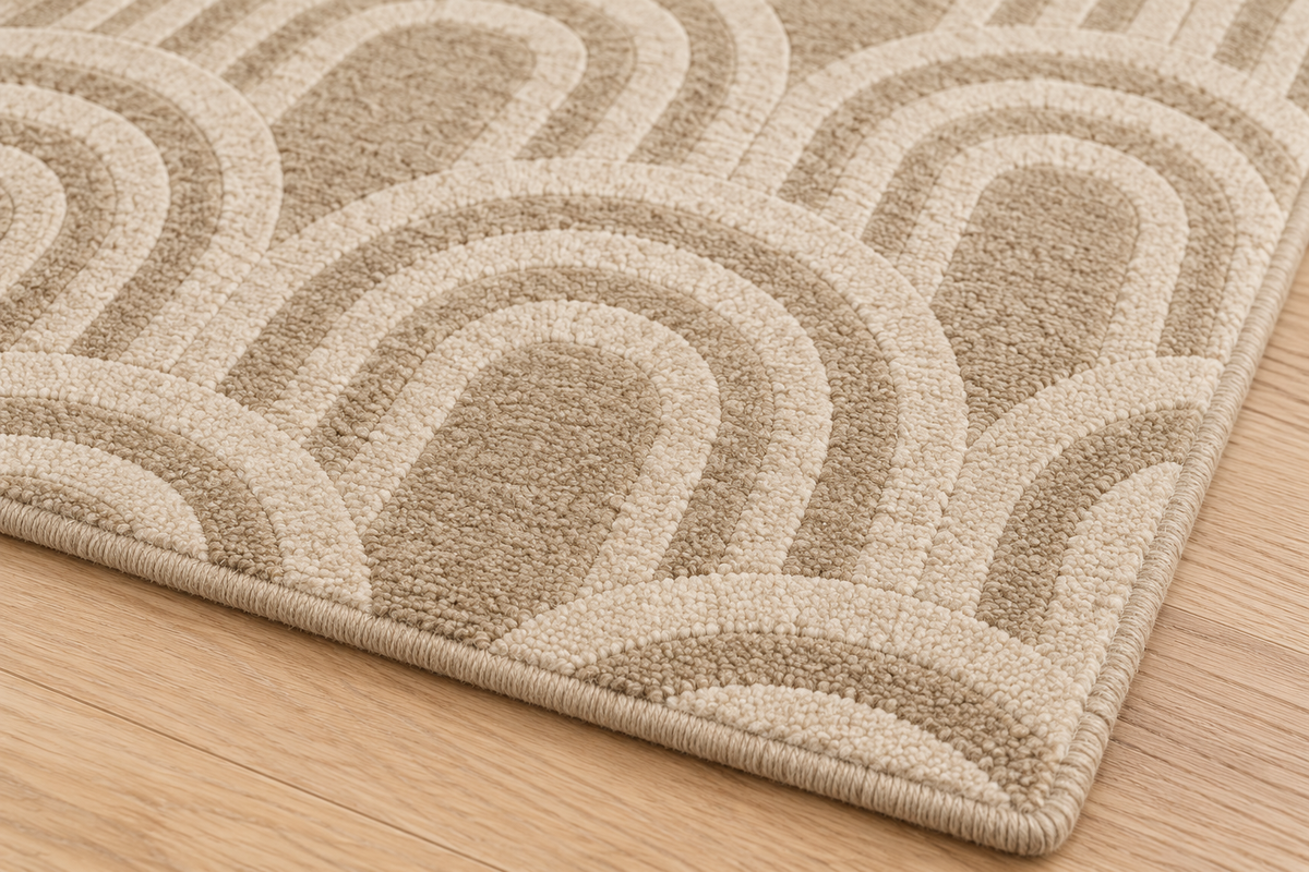 Lumitelle Estelle Arch Wool Geometric Area Rug — rug texture and edge detail visualization