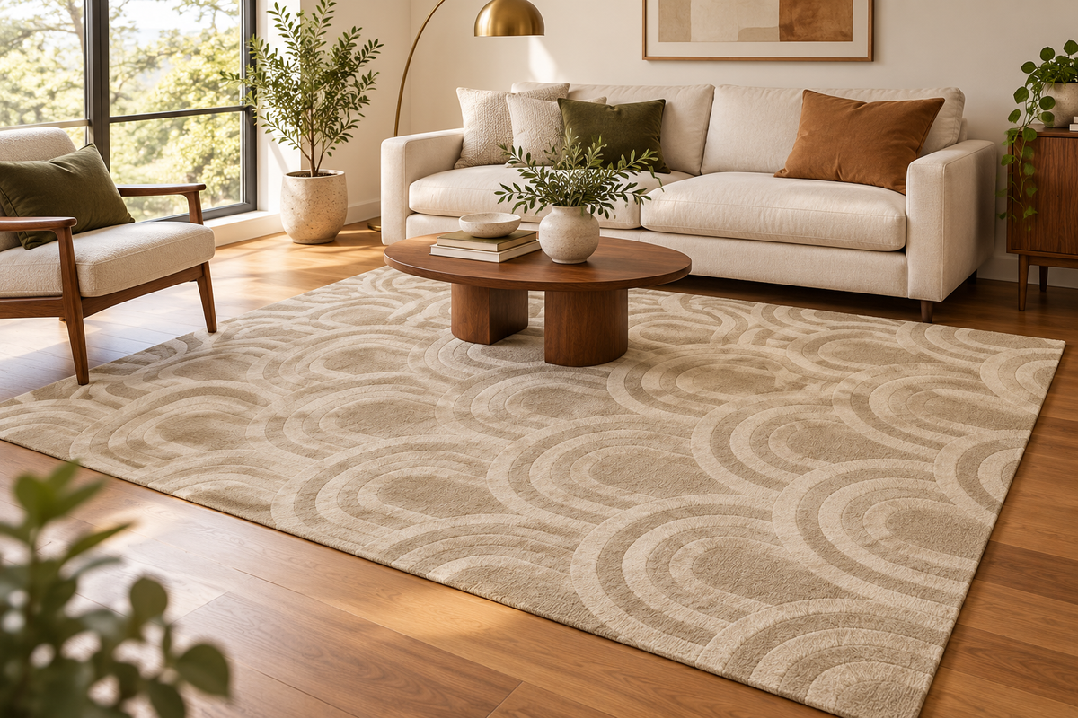 Lumitelle Estelle Arch Wool Geometric Area Rug — styled room visualization