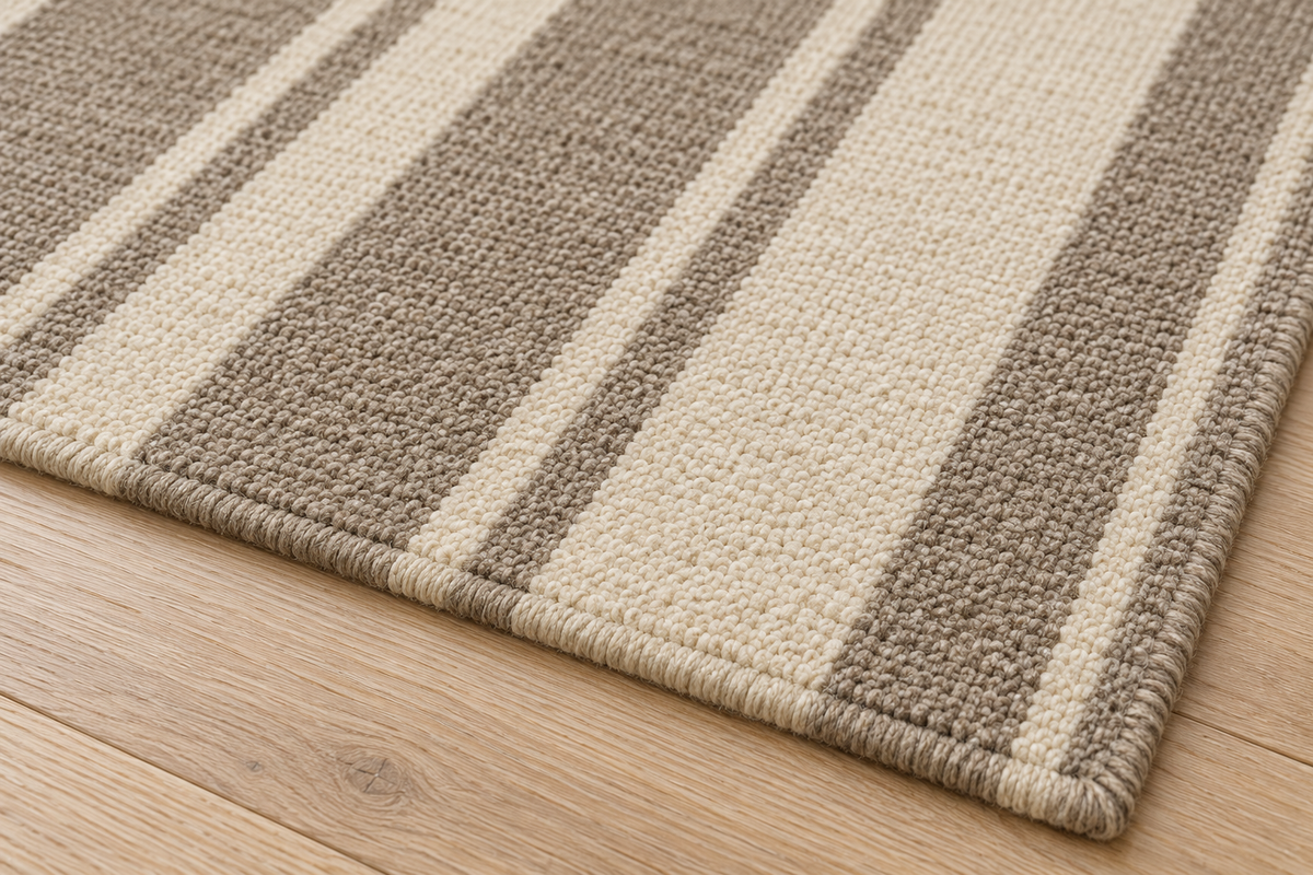 Lumitelle Juliette Stripe Wool Geometric Area Rug — rug texture and edge detail visualization