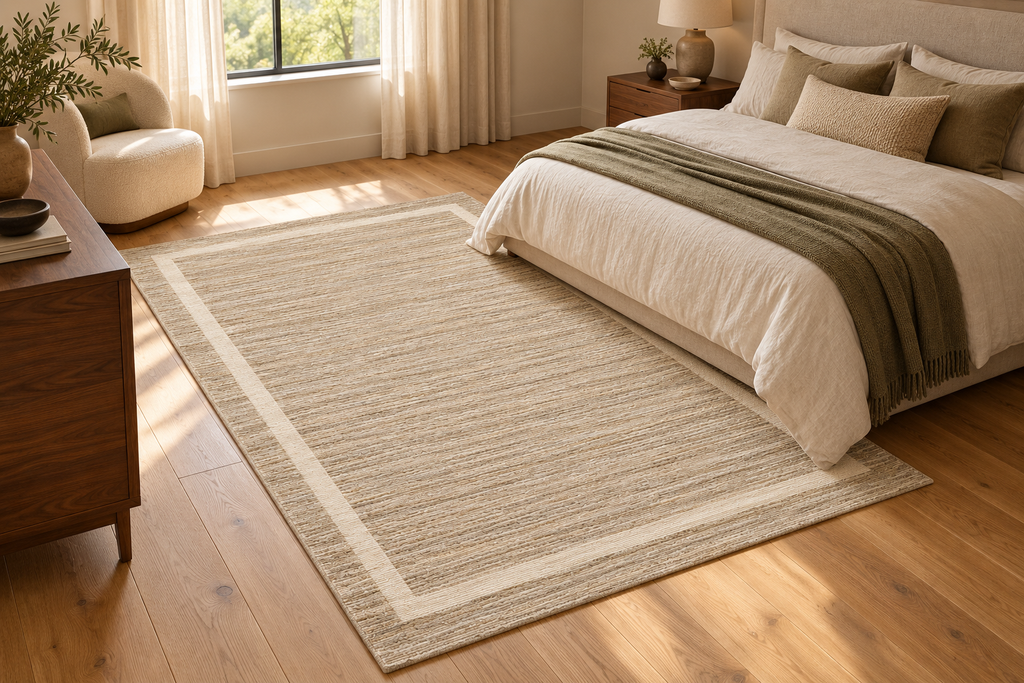 Lumitelle Maren Sand Wool Textured Area Rug — styled room visualization