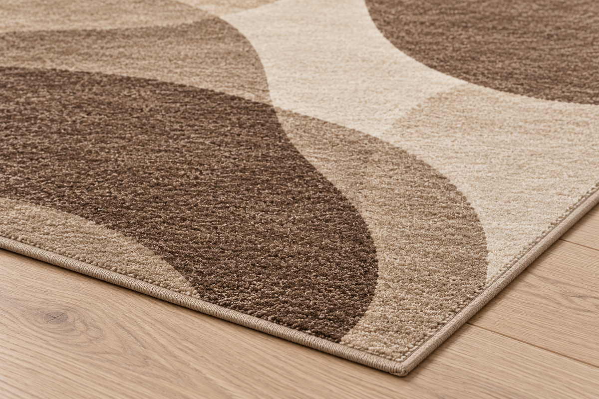 Lumitelle Renelle Mocha Modern Abstract Area Rug — rug texture and edge detail visualization